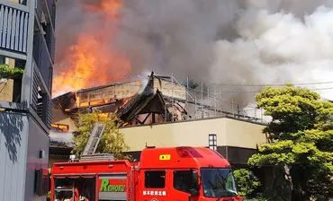 火災:改修中老舗旅館、登録有形文化財全焼福井・あわら