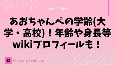 あおちゃんぺの学歴大学・高校!年齢や身長等プロフィールも!