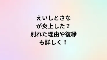 えいしとさなが炎上した?別れた理由や復縁も詳しく!