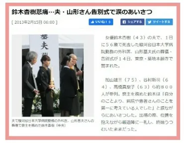 鈴木杏樹は再婚してる?死別した元夫は外科医の医者&死因は肝臓がん?