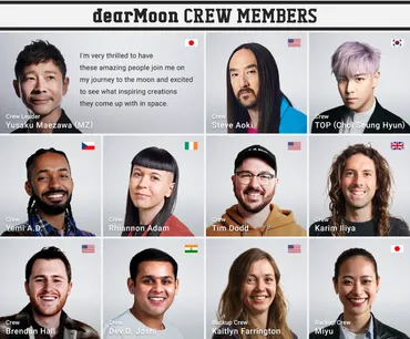 前澤友作氏、民間人初の月周回旅行「dearMoon」の搭乗者を発表─BIGBANGのT.O.P氏ら8人 