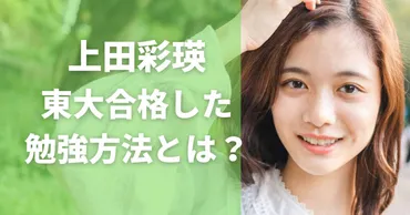 上田彩瑛の東大合格の勉強法まとめ!天才を育てた毋親の教育方針とは?