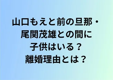 山口もえと前の旦那・尾関茂雄との間に子供はいる?離婚理由とは?