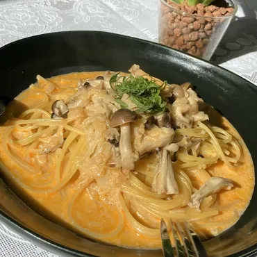 無印良品のパスタソースを少しだけアレンジ!「超濃厚エビクリームパスタ」がここにあり♪:cocotte