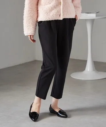 RANAN スラックス パンツ 「25SS新色追加」「低身長サイズ有」美脚シルエットタックテーパードパンツ(クロップド丈)(UVカット/防しわ) レディース : ZOZOTOWN Yahoo!店